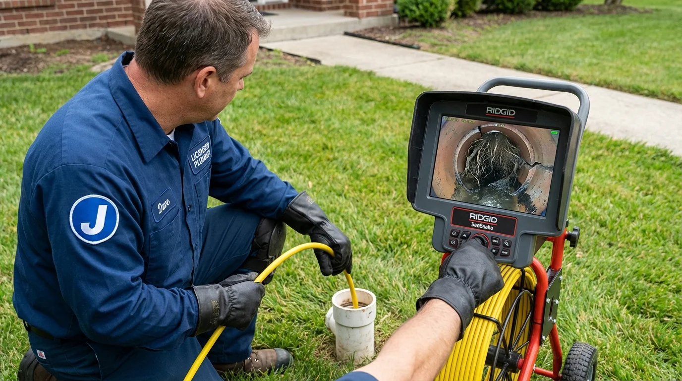 Sewer camera inspection being performed by Johns Plumbing LLC in New Waverly